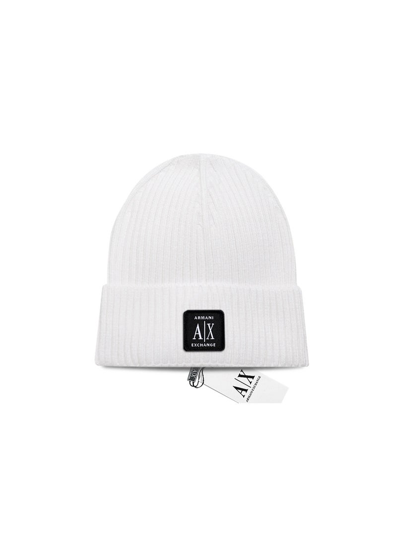 Armani Exchange White Ribbed Knitted Beanie – Featuring Signature  Logo Patch and Premium Craftsmanship