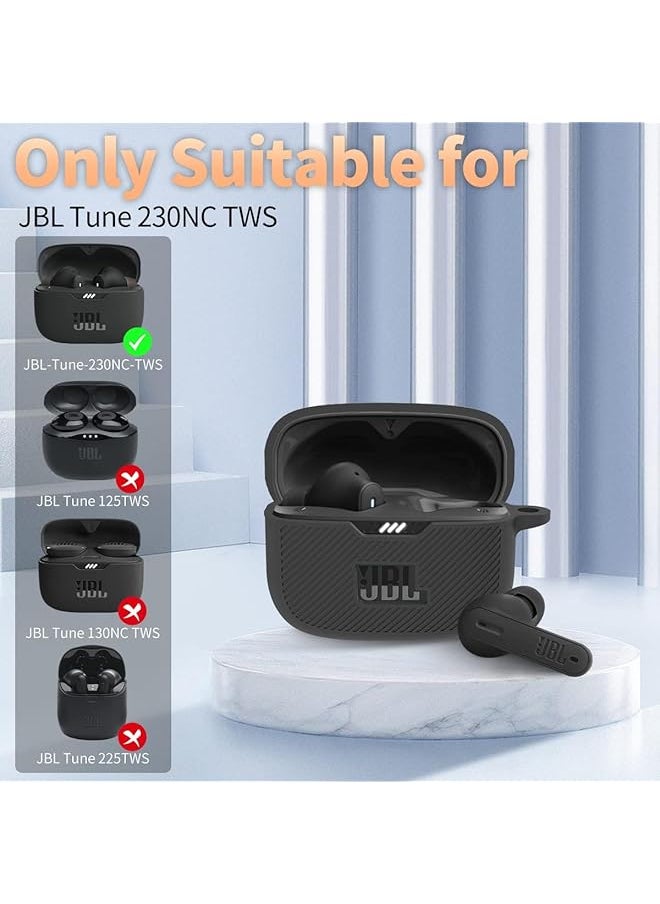 erorex - Silicone Case For Jbl Tune 230Nc Tws Protective Cover Scratch Resistant Case Shockproof Cover Protective Shell Rugged Silicone Case Compatible With Jbl 230Nc Earbuds Charging Case With Carabiner - Image 1