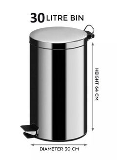 BLACKSTONE Stainless Steel Hands Free Pedal Bin 30L Soft Close Rust-Proof  - Image 2