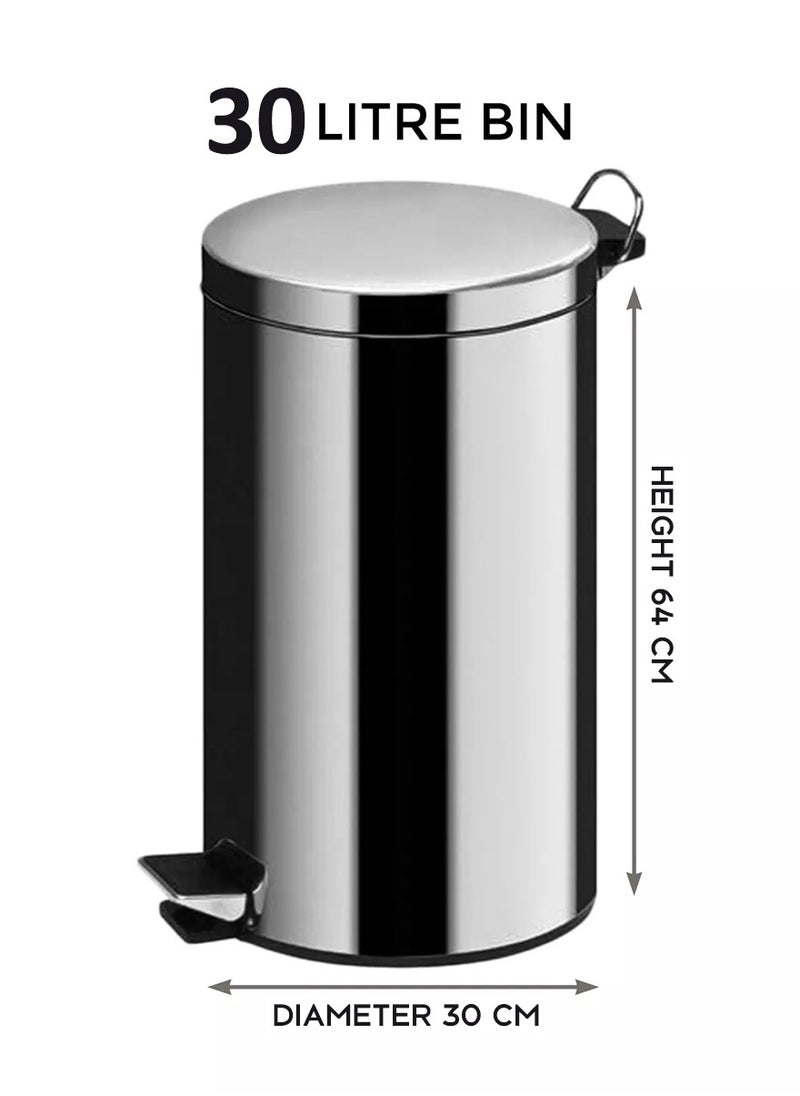 BLACKSTONE Stainless Steel Hands Free Pedal Bin 30L Soft Close Rust-Proof  - Image 2