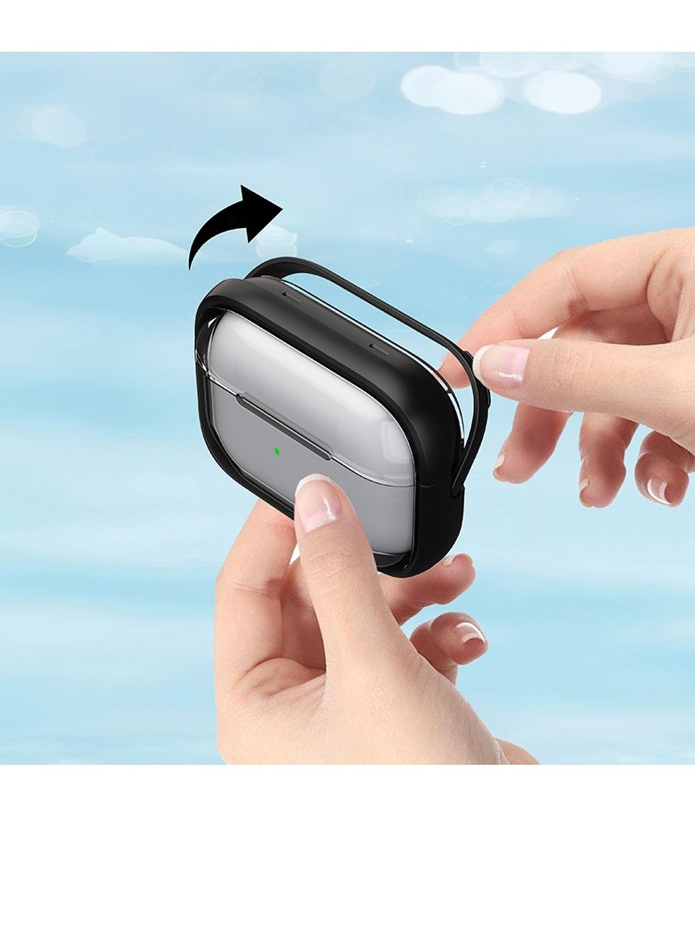 Gasin - AirPods Pro 2 Bluetooth Headset Transparent Protective Cover, Shockproof Lock Buckle Cover, Front Led Visible - Image 1