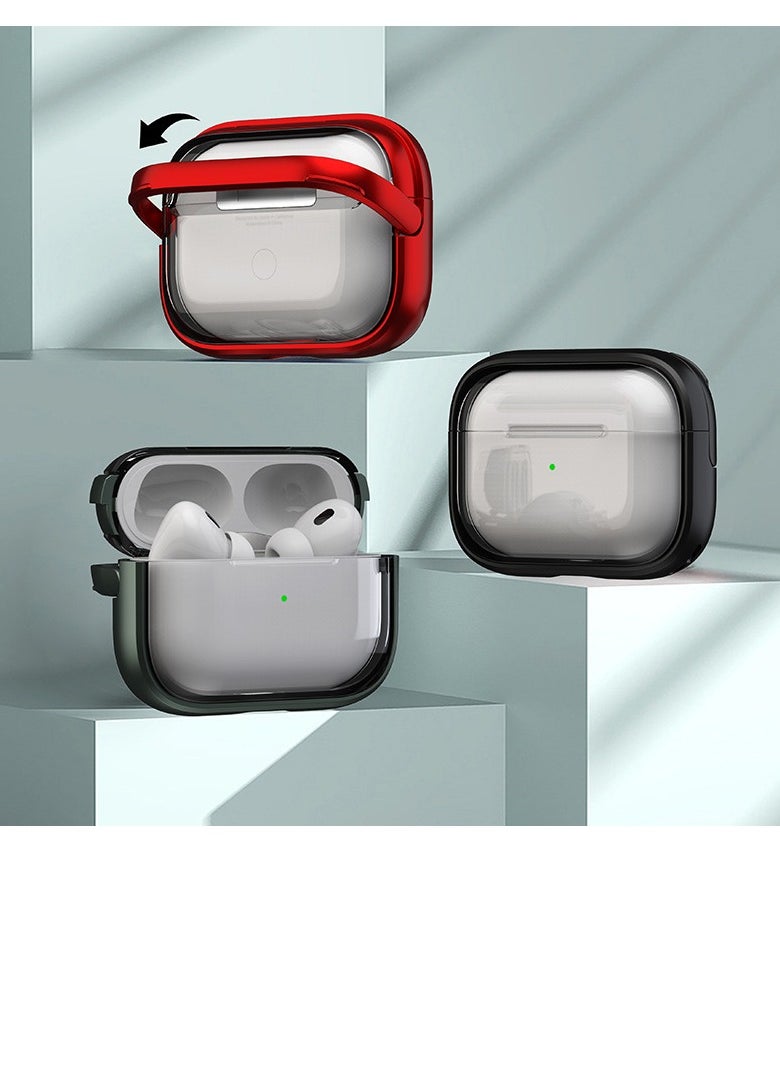 Gasin - AirPods Pro 2 Bluetooth Headset Transparent Protective Cover, Shockproof Lock Buckle Cover, Front Led Visible - Image 1
