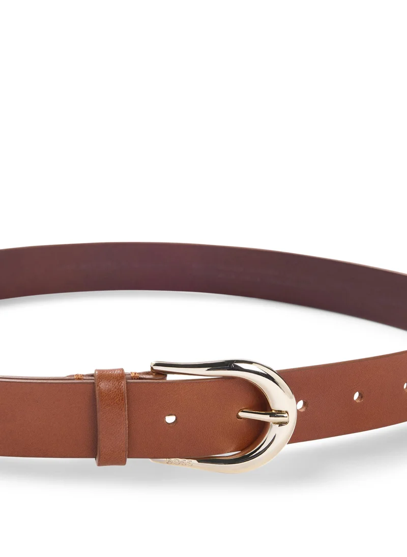 BOSS Italian-leather belt with rounded buckle