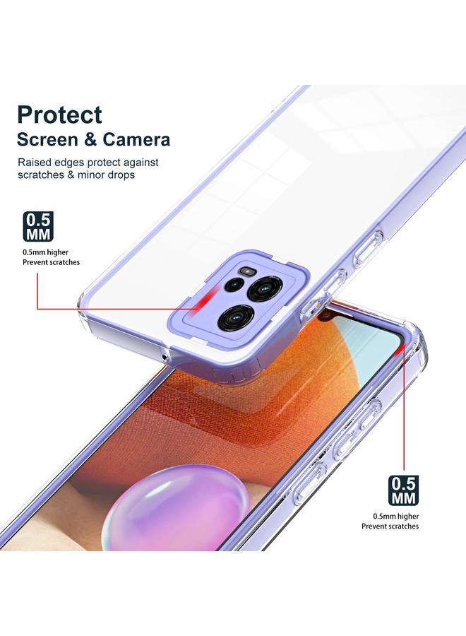 erorex Case For Motorola Moto G72 5G 3 in 1 Clear TPU Color PC Frame Phone Case - Image 3