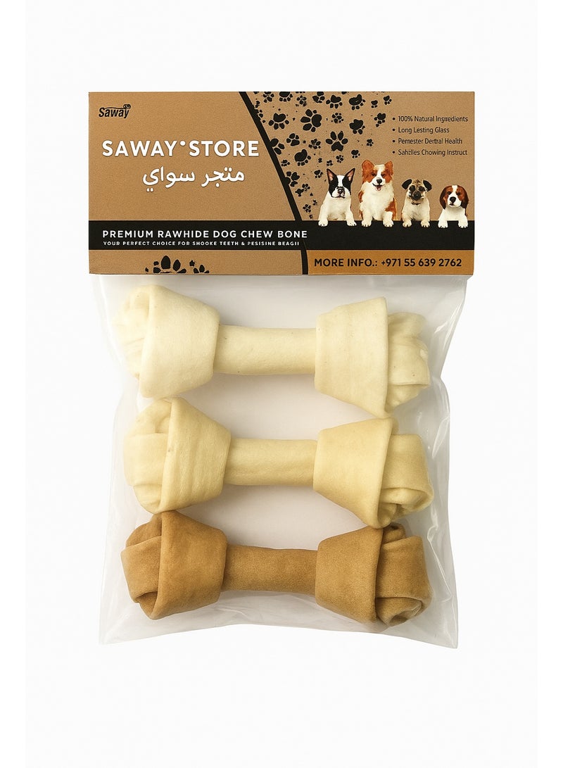 Saway Notted Bone Calcium Chew Bone 3 Pcs 6 Inch Size - Image 1
