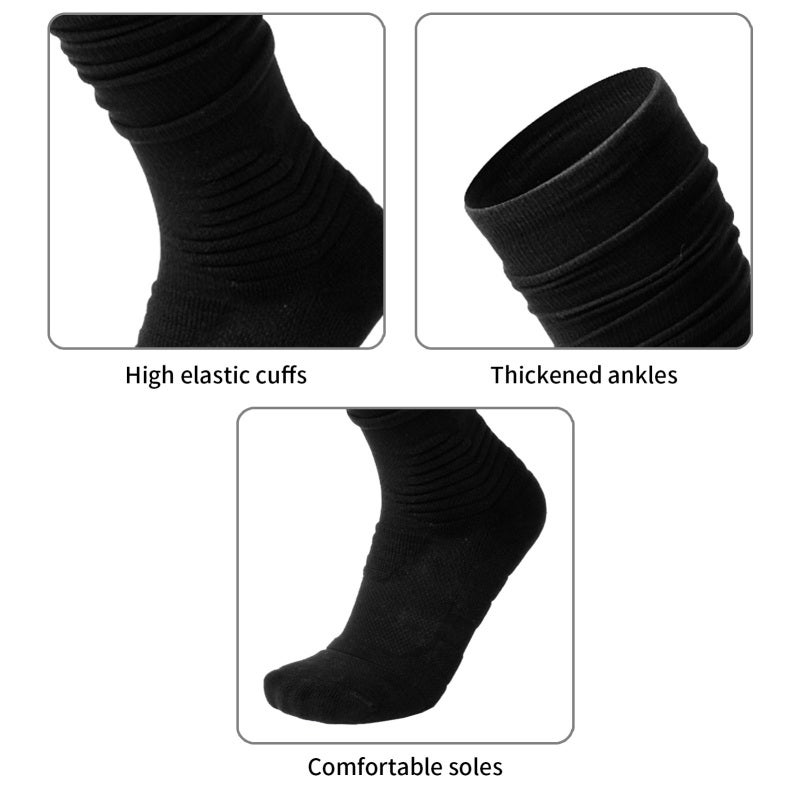 Scrunch Football Socks L/XL (43-47) Black Breathable Elastic Sweat-absorbent Knee High Socks - Compression Grip Rugby Socks for Football Rugby Basketball Outdoor Sports - Image 2