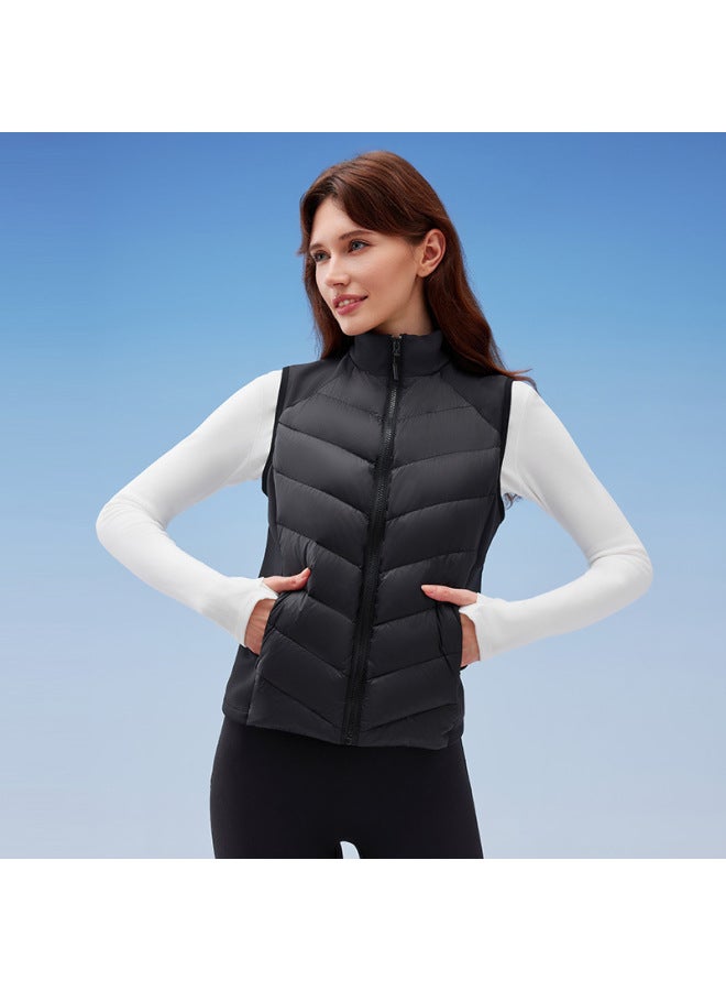 Three-proof Down Jacket Vest Men's And Women's Autumn And Winter Collar Vest Warm Lightweight Outdoor Running Zipper Sleeveless Jacket