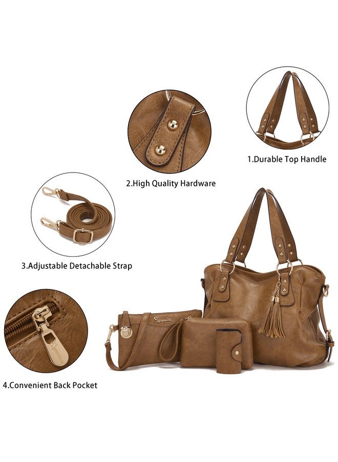 Soperwillton Fashion Handbag For Women Shoulder Bag Top Handle Satchel Hobo Tote Bag Purse Set 4Pcs - Image 3