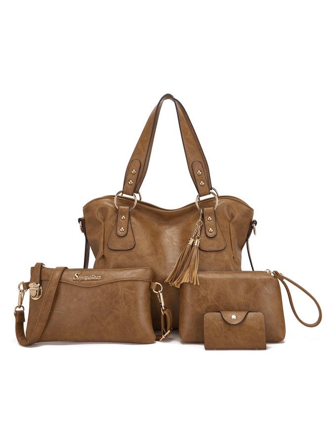 Soperwillton Fashion Handbag For Women Shoulder Bag Top Handle Satchel Hobo Tote Bag Purse Set 4Pcs - Image 1