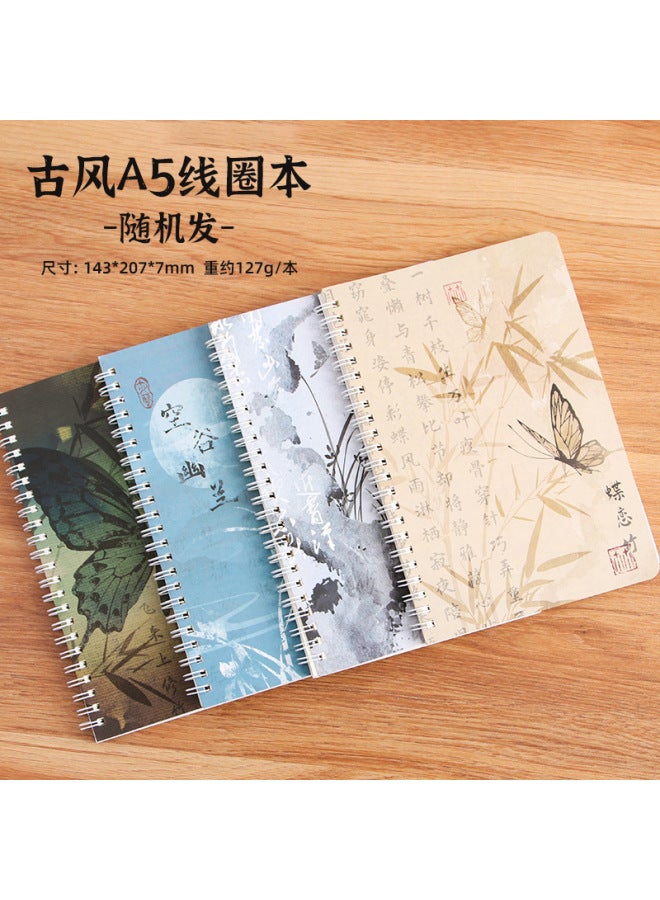 HELPS Creative Antique A5 Coil Book Student Thickened Hand Account Book Retro Horizontal Line Book Loose-leaf Notebook Gift - Image 1