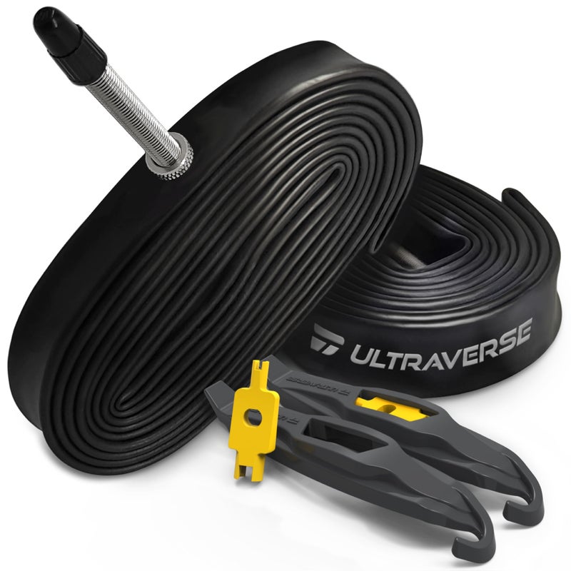 Ultraverse Bike Inner Tube for 700x35-43c, 28 inch Bicycle Wheel Sizes with 48mm Presta Valve - Butyl Rubber Tubes for Road and Gravel Bikes - 2 Pack with 2 tire levers Included - Image 1