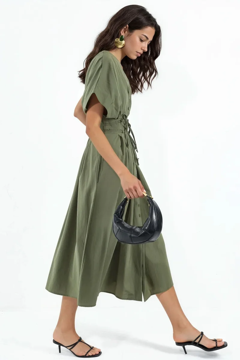 Busem BUSEM Casual V-Neck Midi Shirt Dress