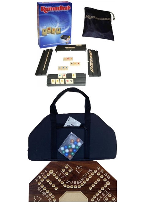 Party Game Set, Numbered Jackaroo Game for 4 Players, Comes with 40 x 40 Bag, and Oki Turkish Room Cube Game.