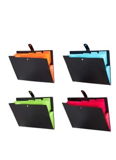KASTWAVE 4 Pack Expanding File Folders 6 Pockets, Accordion File Organizer File Folder Expanding Folders A4 Letter Size Document Organizer for School Office  - Image 1