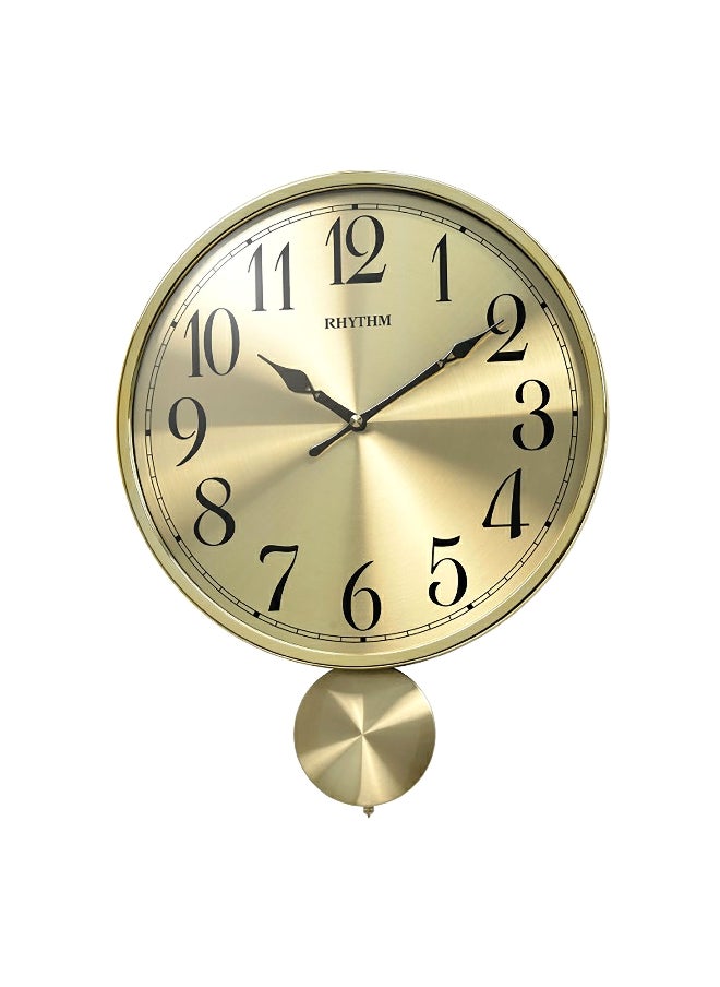 Rhythm - Quartz Movement Round Analog Pendulum Wall Clock Gold 39.8 x 30.5 x 5.8 cm - Image 1