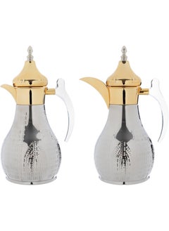 Alsaif Gallery Haila Thermos Set, 1.2/1.2 Litres, Two Pieces, Steel Inner Case, Steel Outer Case - Silver And Gold  - Image 1