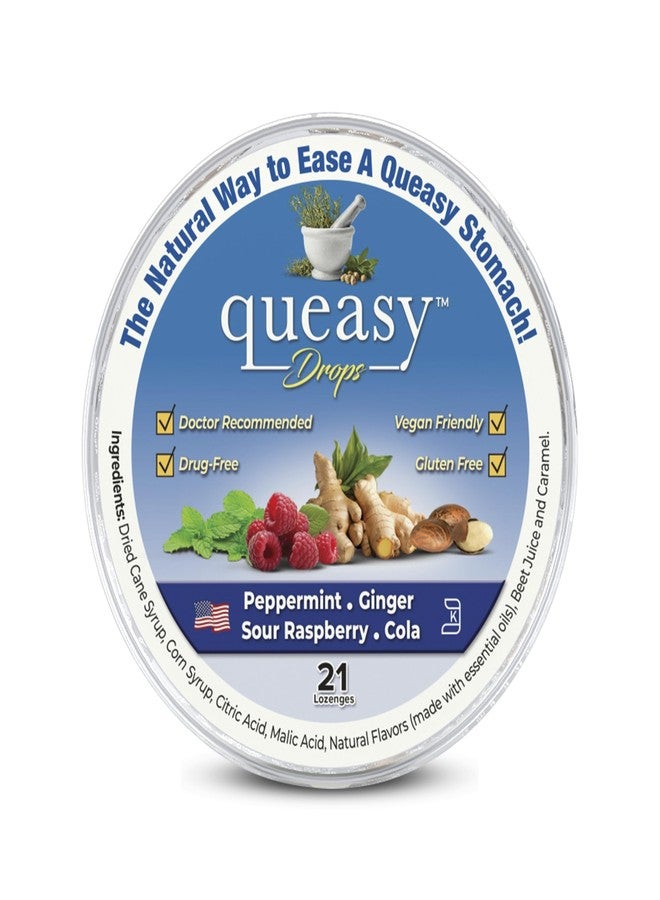 Three Lollies Queasy Drops - Ease Chemotherapy Nausea & Travel Sickness - Alleviates a Dry Mouth - Natural Ingredients - 21 ct - Image 1