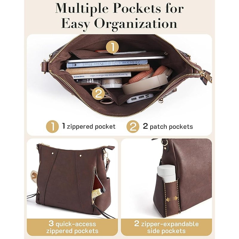 Missnine Hobo Bag for Women Crossbody Purse and Handbags Vegan Leather Shoulder Tote Bag with Multi-Pockets - Image 2