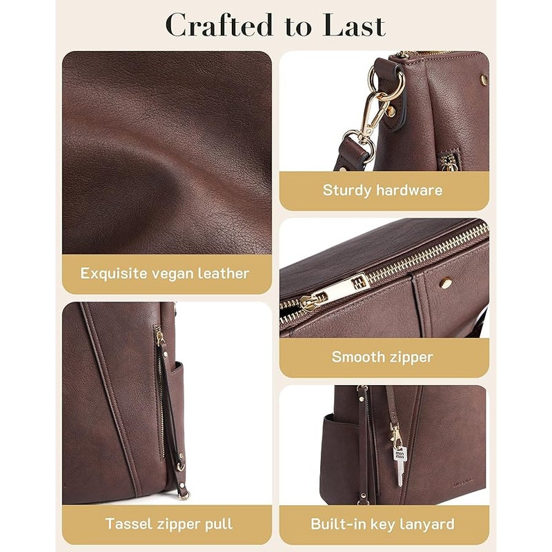 Missnine Hobo Bag for Women Crossbody Purse and Handbags Vegan Leather Shoulder Tote Bag with Multi-Pockets - Image 5