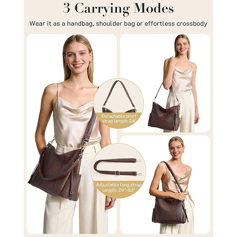 Missnine Hobo Bag for Women Crossbody Purse and Handbags Vegan Leather Shoulder Tote Bag with Multi-Pockets - Image 4