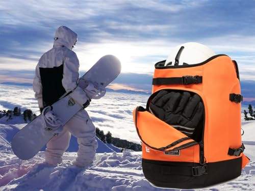 MERALIAN Ski Boot Bag - 50L Ski Boot Travel Backpack Waterproof Snowboard Boot Backpack for Travel Stores Gear Including Helmet, Goggles and Outerwear. (Orange-04) - Image 2