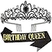 COCIDE Black Gold Sash and Tiara Set Birthday Queen Rhinestone Tiara Headband for Women Girls Party Decoration Kit - Image 4