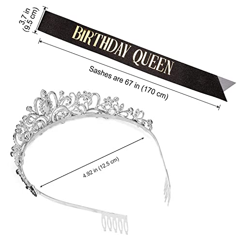 COCIDE Black Gold Sash and Tiara Set Birthday Queen Rhinestone Tiara Headband for Women Girls Party Decoration Kit - Image 5