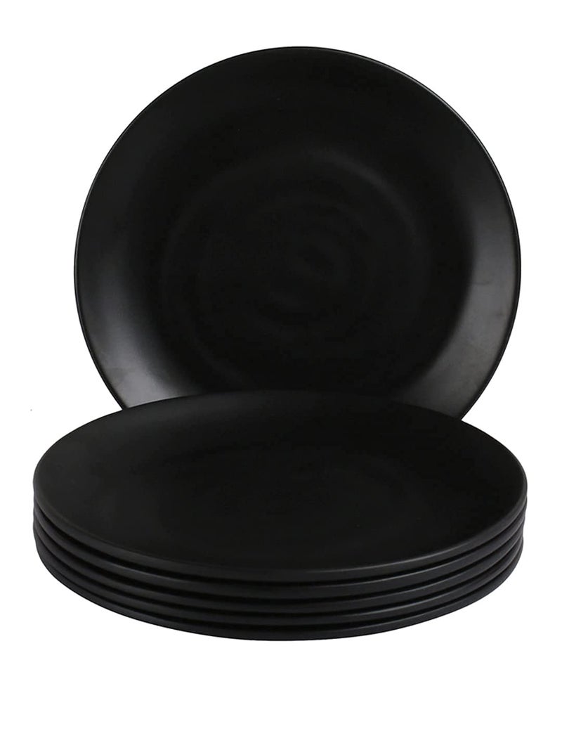 ECOSPIT CONTAINER Unbreakable Melamine Round Full Size Kitchen Dinner Plates Set of 6 Spiral Black Design - Image 2
