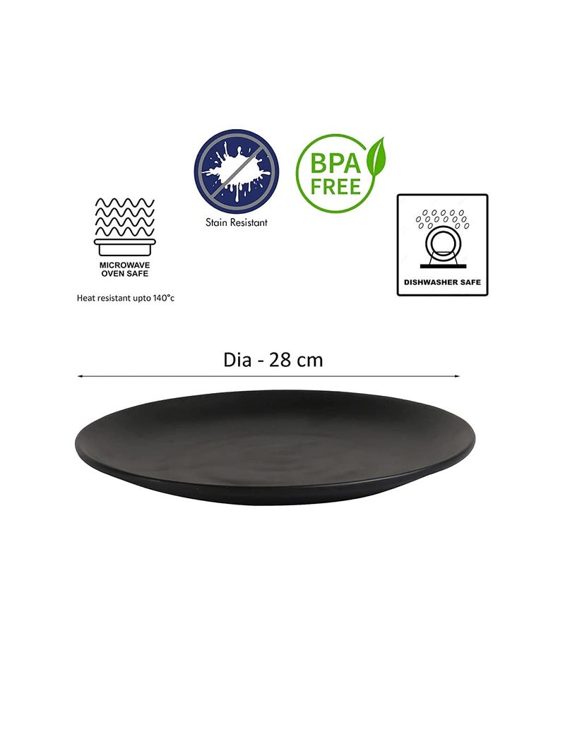 ECOSPIT CONTAINER Unbreakable Melamine Round Full Size Kitchen Dinner Plates Set of 6 Spiral Black Design - Image 4