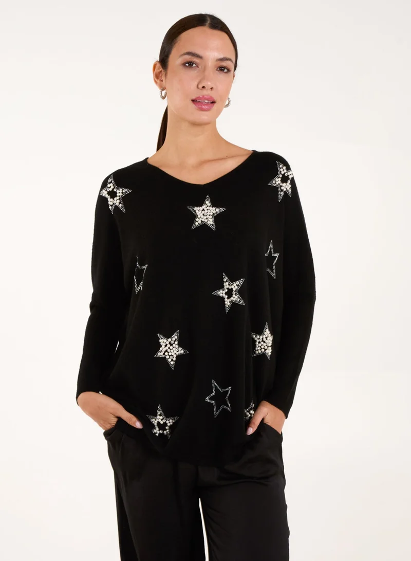 Blue Vanilla Diamante Pearl Star Jumper