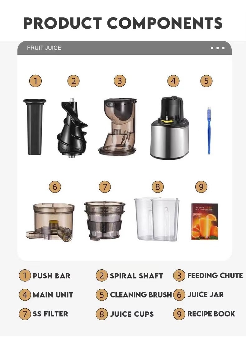 ET-LIFE - Slow Masticating Juicer, Slow juicer, Fruit/Vegetable Juicer, Cold Press Juicer with High Output - Image 1