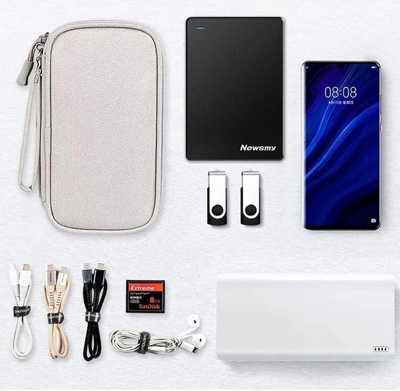 KASTWAVE Travel Cable Organizer Pouch, Portable Electronic Accessories Carry Case, Waterproof Double Layers All-in-One Storage Bag for Charger, Cable, Phone, Hard Drive, USB, SD Card, Light Grey - Image 2