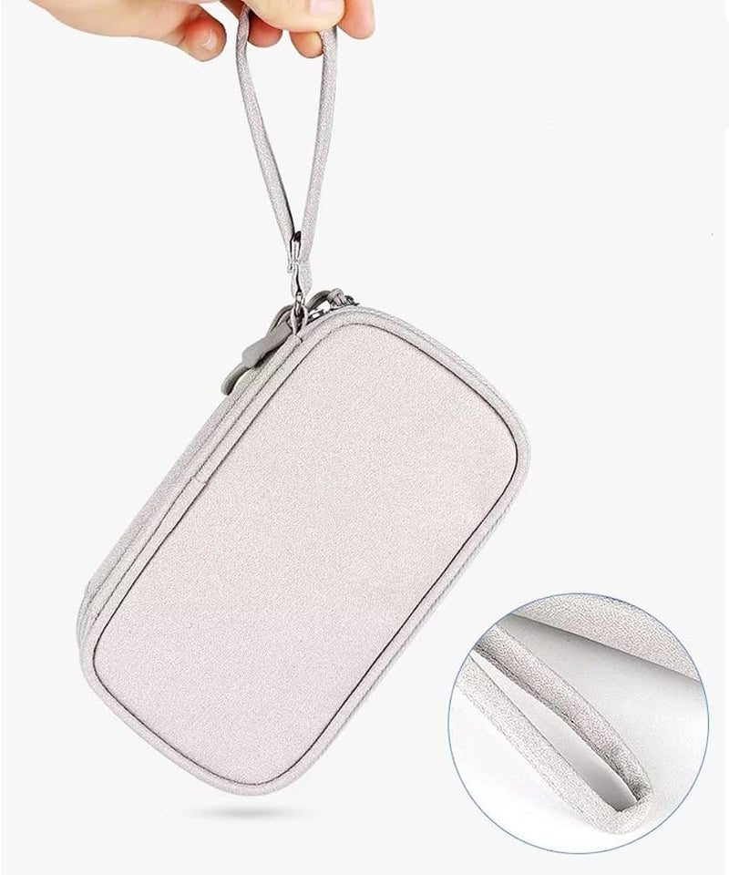 KASTWAVE Travel Cable Organizer Pouch, Portable Electronic Accessories Carry Case, Waterproof Double Layers All-in-One Storage Bag for Charger, Cable, Phone, Hard Drive, USB, SD Card, Light Grey - Image 5