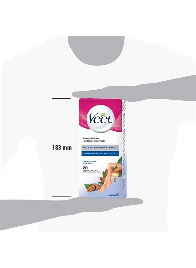 Veet Full Body Waxing Kit - Sensitive Skin (Pack of 20 Wax Strips)