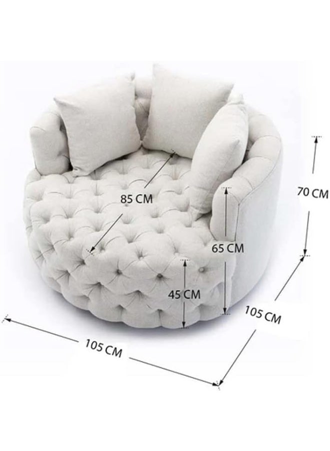 Poppins Home Poppins HOME Wide Tufted Lounge Chair Button Design For Living Room (Blue)  - Image 2