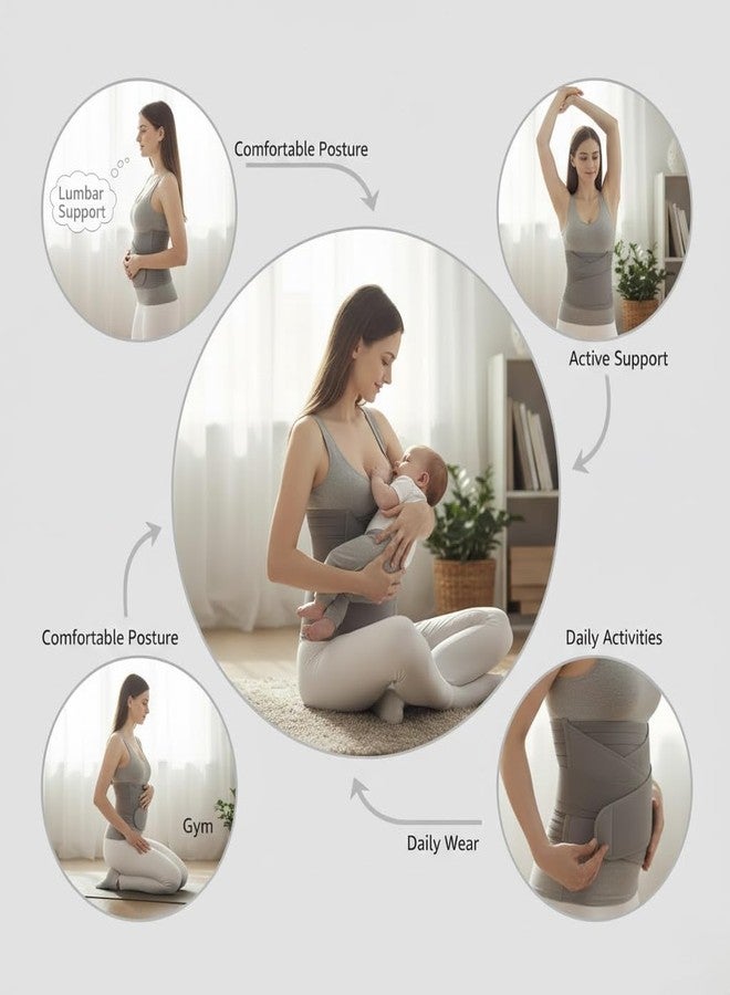 DOLTAS 3-in-1 Post Pregnancy Abdominal Belt for Women - C-Section Abdomen Belt & Belly Wrap for After Delivery Recovery - Adjustable Postpartum Belt, Maternity Belt for Waist, Pelvis & Tummy Support (Free Size) (GREY) - Image 4