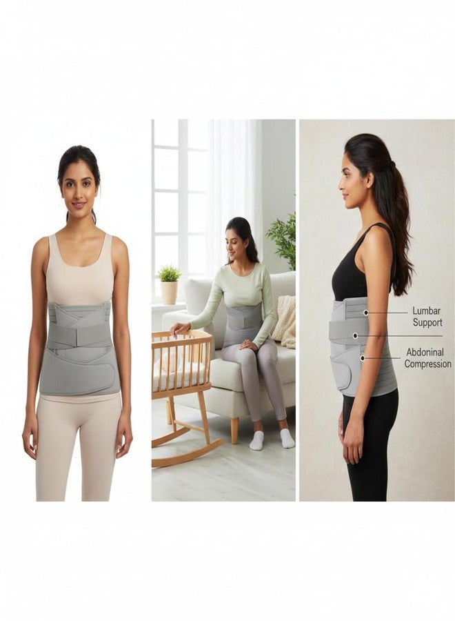 DOLTAS 3-in-1 Post Pregnancy Abdominal Belt for Women - C-Section Abdomen Belt & Belly Wrap for After Delivery Recovery - Adjustable Postpartum Belt, Maternity Belt for Waist, Pelvis & Tummy Support (Free Size) (GREY) - Image 3