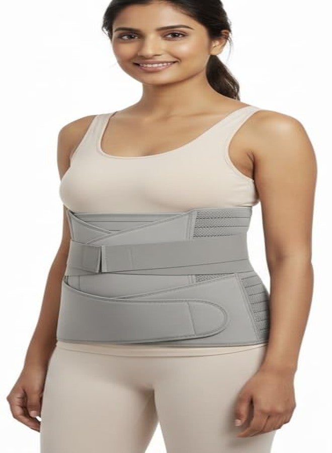 DOLTAS 3-in-1 Post Pregnancy Abdominal Belt for Women - C-Section Abdomen Belt & Belly Wrap for After Delivery Recovery - Adjustable Postpartum Belt, Maternity Belt for Waist, Pelvis & Tummy Support (Free Size) (GREY) - Image 1