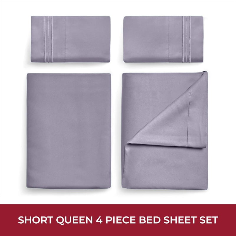 mellanni Mellanni RV Short Queen Sheets - 4 PC Iconic Collection Bedding Sheets & Pillowcases - Hotel Luxury  Extra Soft  Cooling Bed Sheets - Deep Pocket up to 10 inch (RV/Short Queen  Hazy Lilac)  - Image 3
