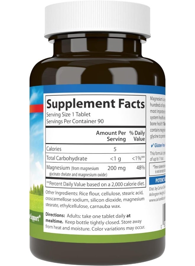 Carlson مغنيسيوم جليسينات مخلب 200 ملغ 90 قرص - Image 1