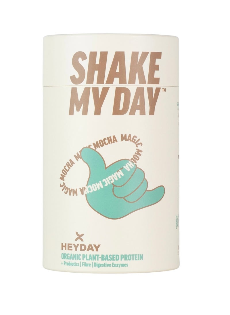 heyday Shake My Day Organic Plant-Based Protein Powder | Pea & Rice Protein | Muscle Support And Recovery & Weight Loss | Vegan, Non-GMO, Gluten-Free, Nut-Free, Soy-Free | Mocha (480G) - Image 1