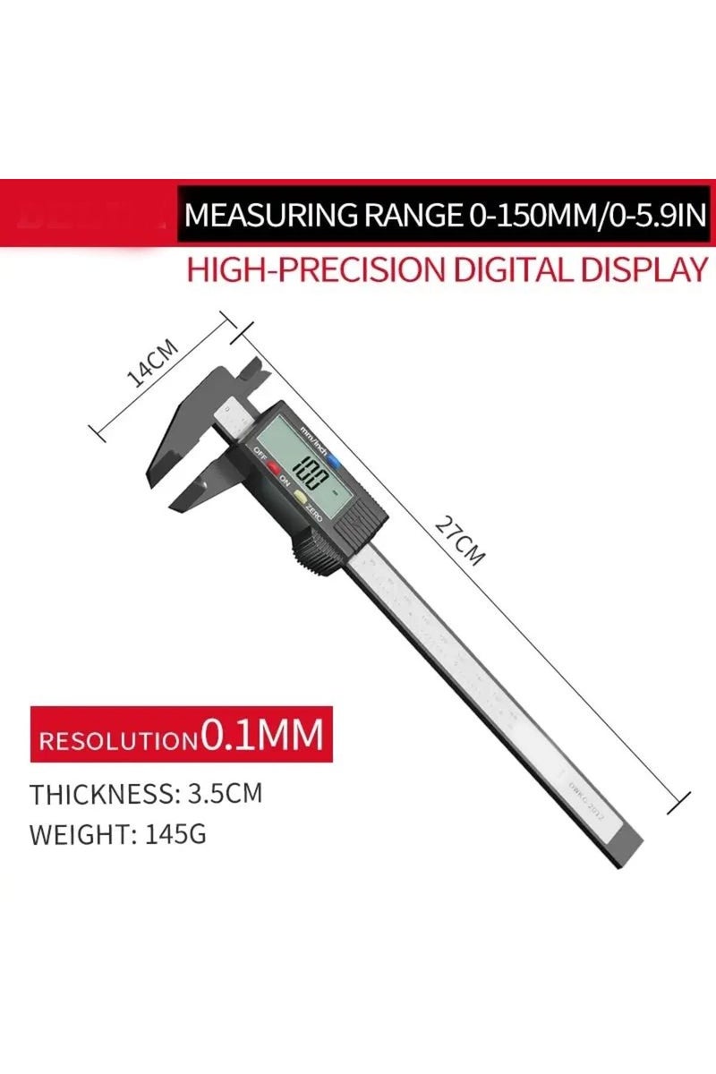 erorex Digital Caliper Digital Electronic Vernier Caliper 150mm 0.1m Digital Measuring Tool, Caliper, Micro
