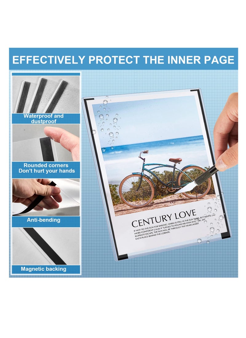 SYOSI 8.5 x 11'' Magnetic Sign Holder 5 Pcs Waterproof Clear Plastic Paper Holder with Magnet Borders Magnetic Document Holder for Home School Store Notice Pictrue Poster Display Black  - Image 2