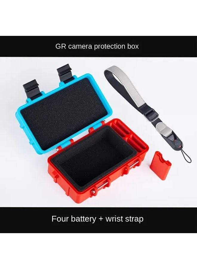 GR3x Camera Protective Case Blue And Red Durable Plastic Shell With Wrist Strap - Image 1