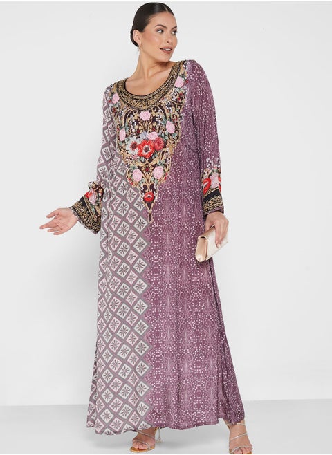 Embellished Color Block Jalabiya