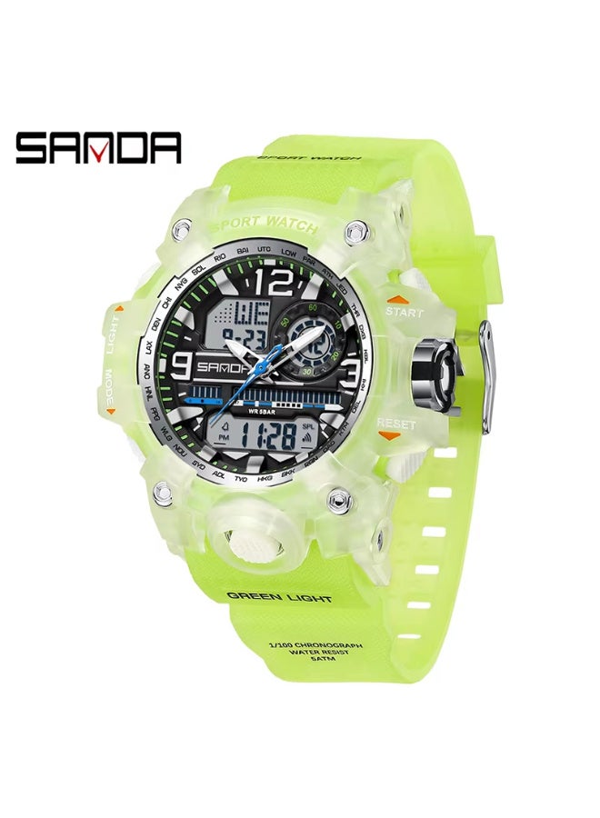 Sanda 3353 Fashionable And Cool Watch women Outdoor Swimming Sports Waterproof Watch Junior High School Students Multi-Functional Dual Display Electronic Watch - Image 1