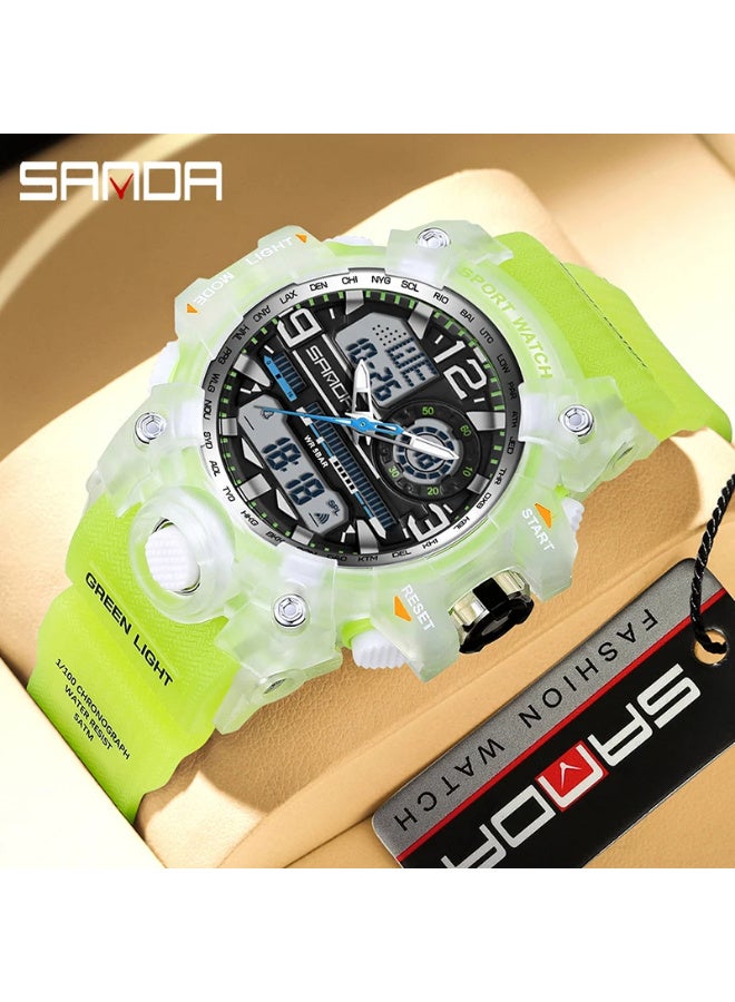 Sanda 3353 Fashionable And Cool Watch women Outdoor Swimming Sports Waterproof Watch Junior High School Students Multi-Functional Dual Display Electronic Watch - Image 2
