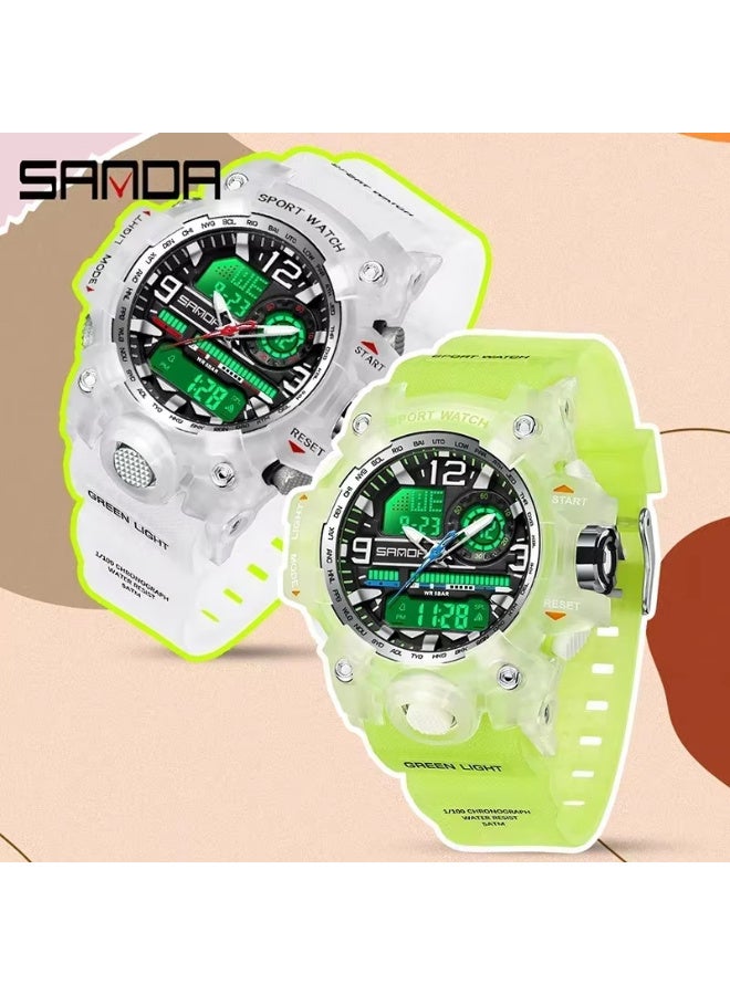 Sanda 3353 Fashionable And Cool Watch women Outdoor Swimming Sports Waterproof Watch Junior High School Students Multi-Functional Dual Display Electronic Watch - Image 3
