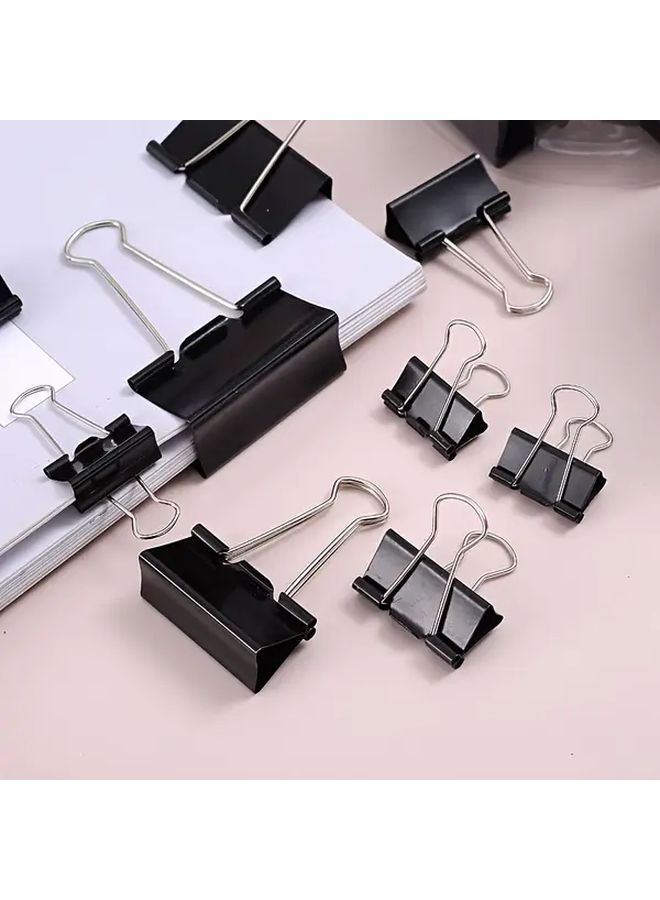 Black Iron Office Document Clips 12 Pack 0.75 Inch Large Capacity Paper Clips - Image 1