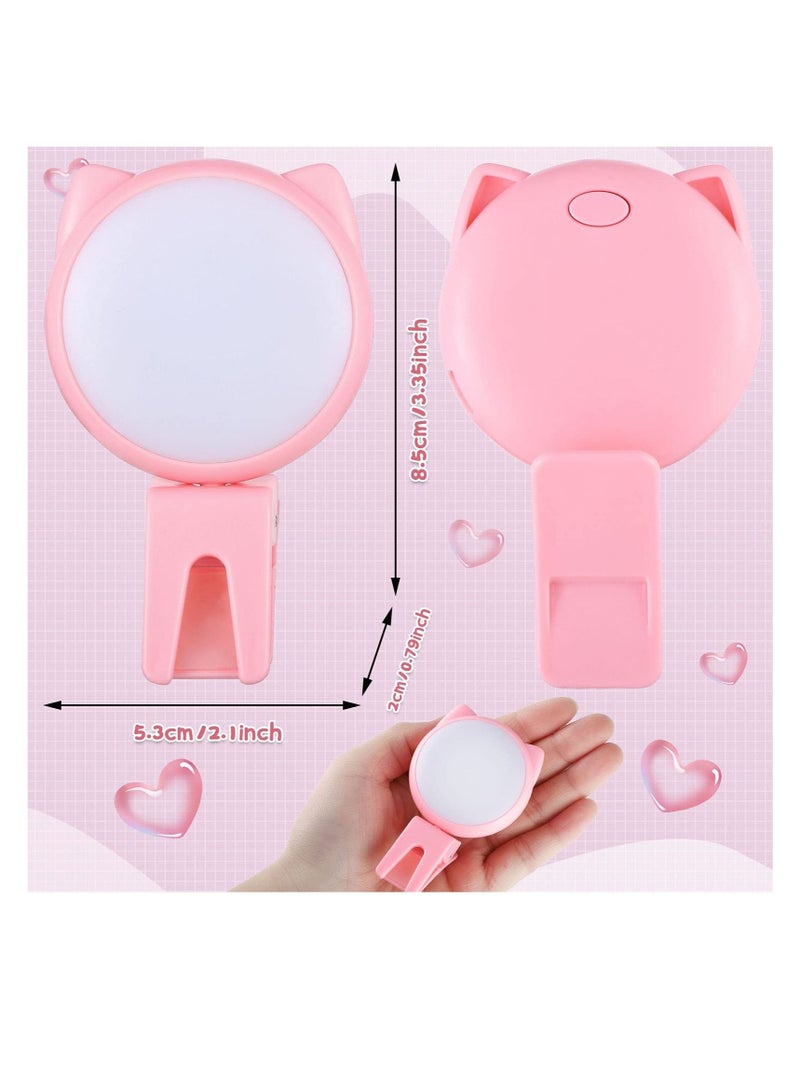 Selfie Ring Light Selfie Clip on Ring Light Mini Rechargeable 9 Level Adjustable Brightness Ring Light Portable Clip on Selfie Fill Light for Phone Laptop Video Photography Girl Makes up (Pink, Blue) - Image 2